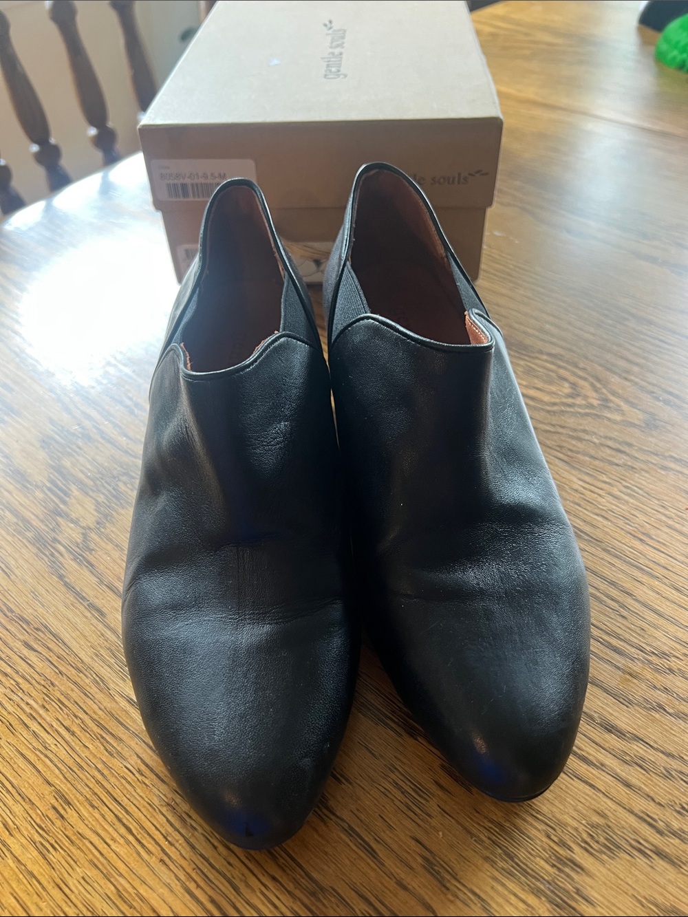 Gentle souls Black Leather healed bootie